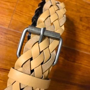 Tan belt with silver buckle